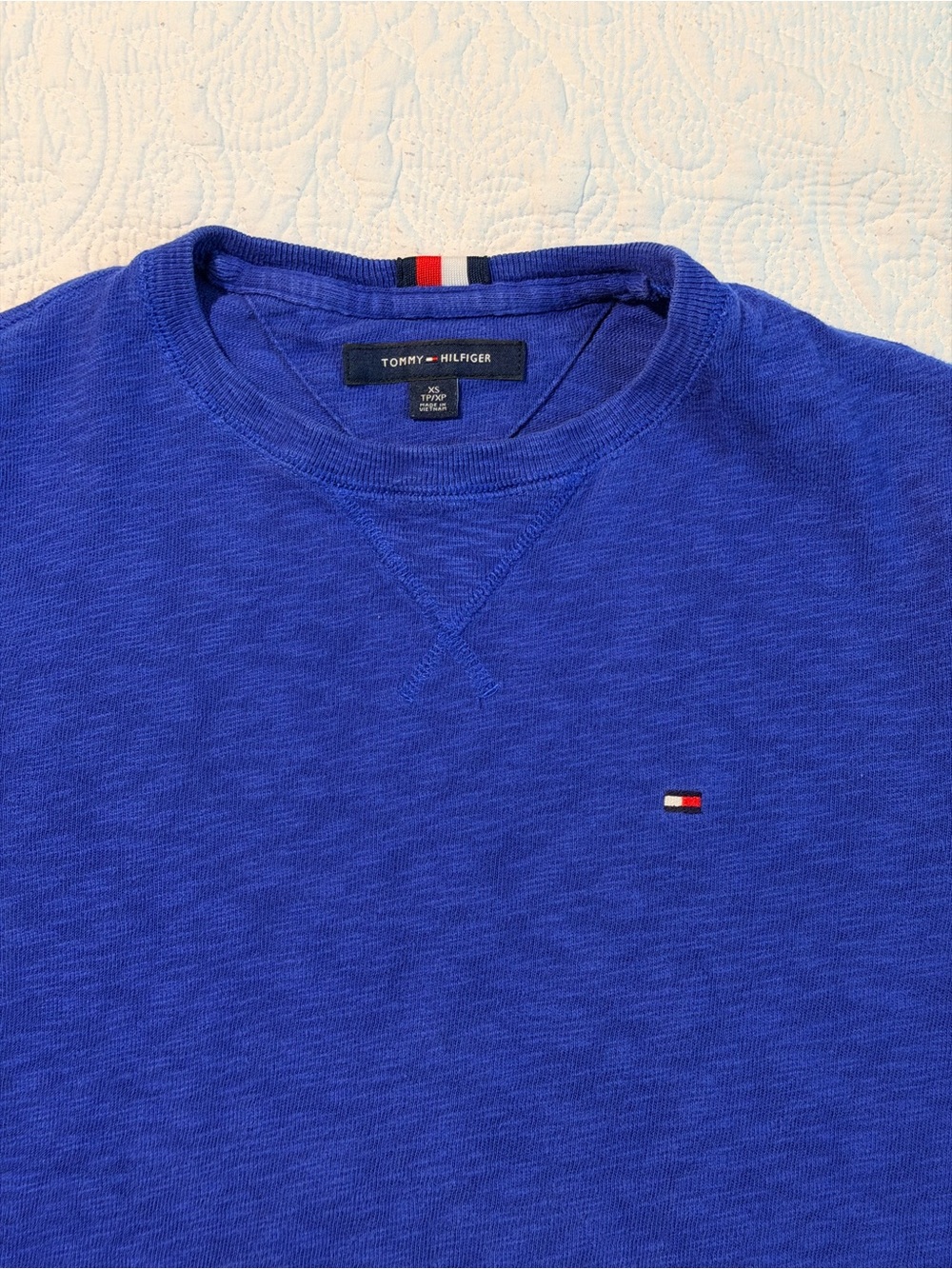 Tommy Hilfiger Men’s Long Sleeve Tee XS Royal Blue Slub Cotton